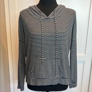 Ginger G Black and Grey Striped Lightweight Hoodie S